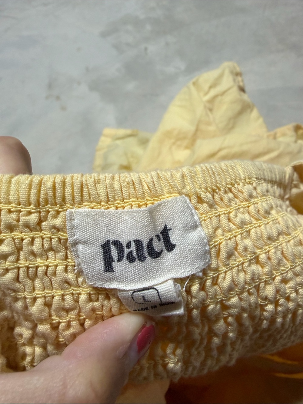 Pact cotton linen blend Light Yellow Button-Front Sundress large - Picture 9 of 11